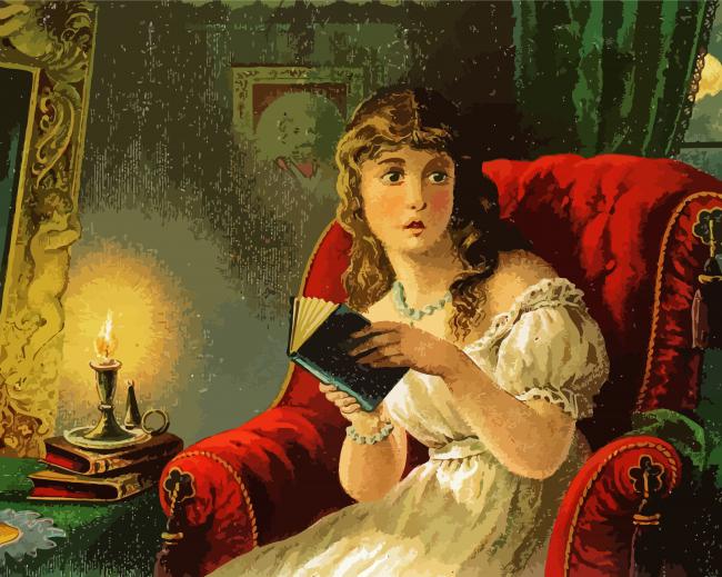 Scared Women Reading A Novel paint by numbers