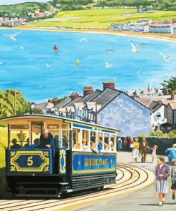 Seaside Tourists Tram paint by numbers