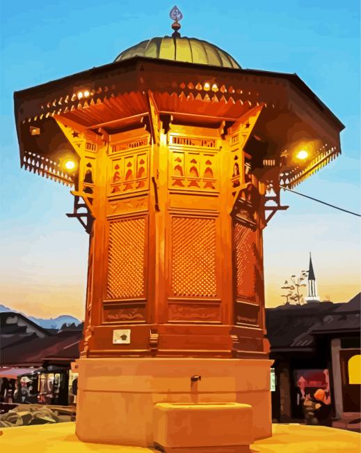 Sebilj Wooden Fountain paint by numbers