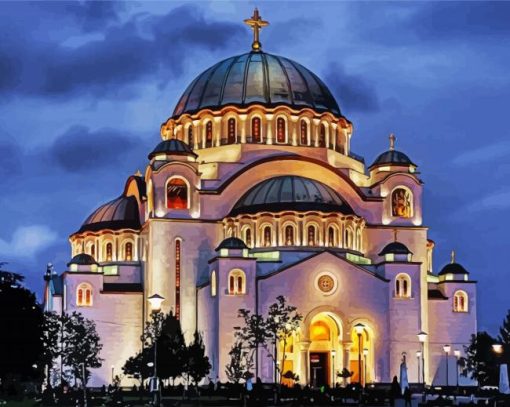 Saint Sava Temple paint by numbers