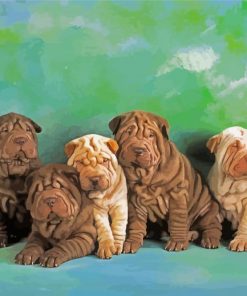 Shar Pei Puppies Dogs paint by numbers