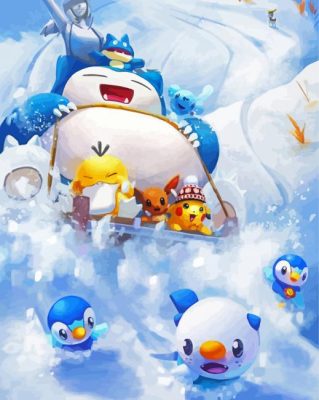 Snorlax And The Pokemons Enjoying paint by numbers