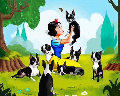 Snow White And The Seven Dwarfs Boston Terriers paint by numbers