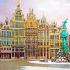 Snowy Antwerp City paint by numbers