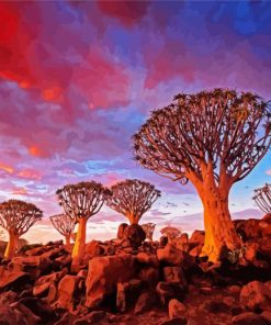 Aloe Dichotoma Trees paint by numbers