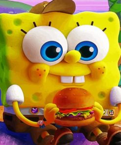 Spongebob Eating Burger paint by numbers