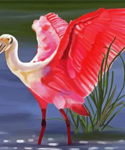 Spoonbill Pink Bird paint by numbers