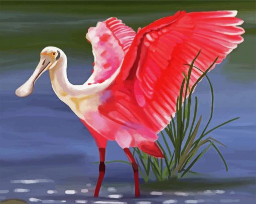 Spoonbill Pink Bird paint by numbers