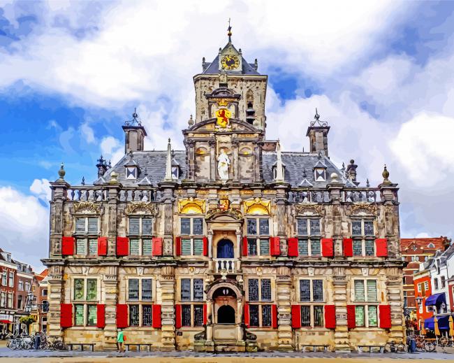Stadhuis Delft Building paint by numbers