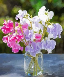 Sweetpea In Glass Jar paint by numbers