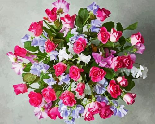 Sweetpea And Roses paint by numbers