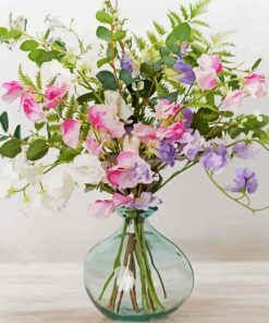 Sweetpea Bouquet In Vase paint by numbers