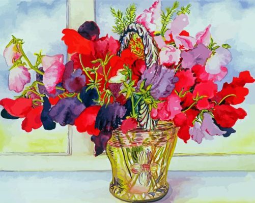 Sweetpea In Vase paint by numbers