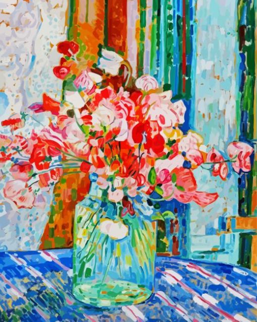 Sweetpea Vase paint by numbers