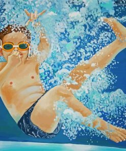 Swimming Boy Under Water paint by numbers