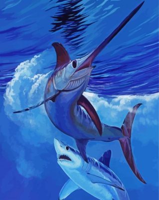 Swordfish And Shark paint byb numbers