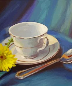 Teacup And Flower Illustration paint by numbers