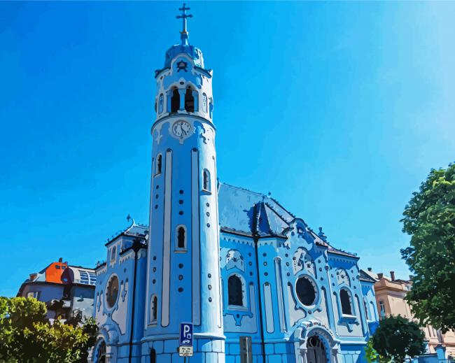 The Blue Church paint by numbers
