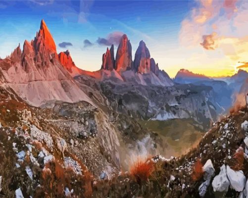 The Dolomites Alps Landscape paint by numbers