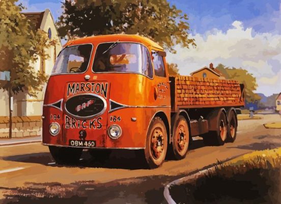 Orange Vintage Lorry paint by numbers