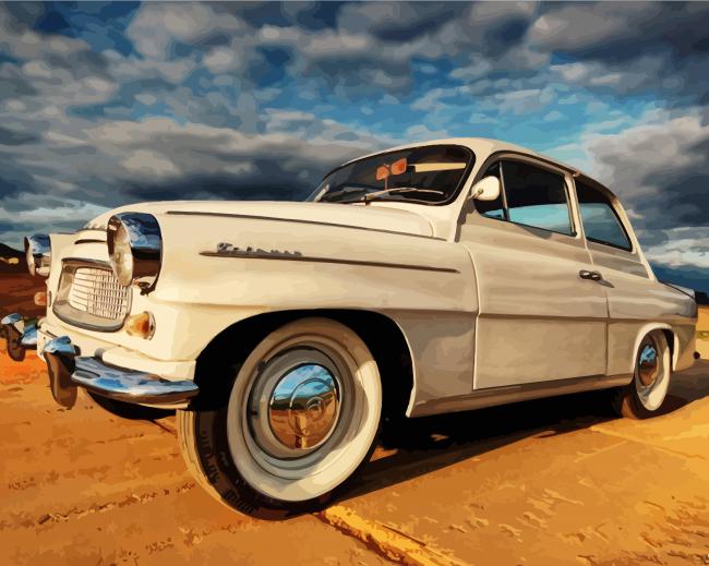 Vintage Skoda Car paint by numbers