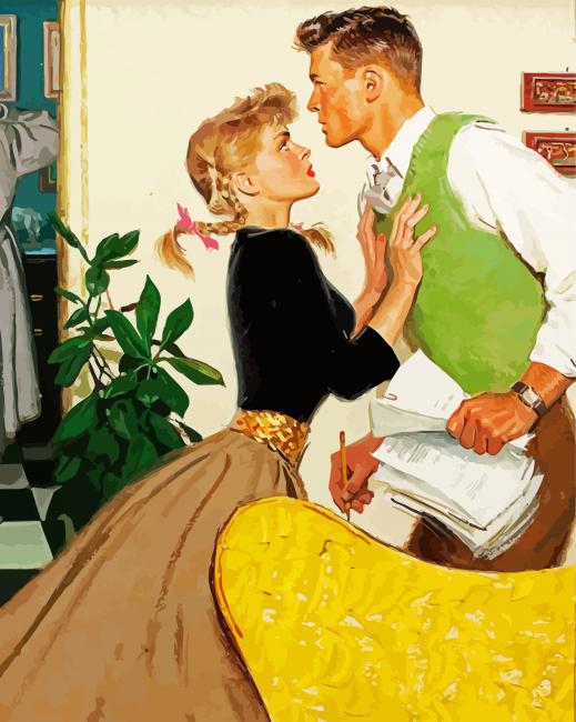 Vintage Young Couple paint by numbers
