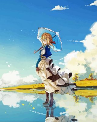 Violet Holding Umbrella paint by numbers