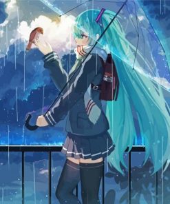 Hatsune Miku Under Umbrella paint by numbers