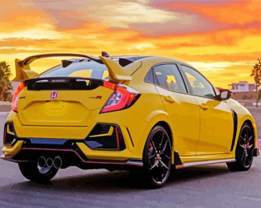 Yellow Honda Car paint by numbers