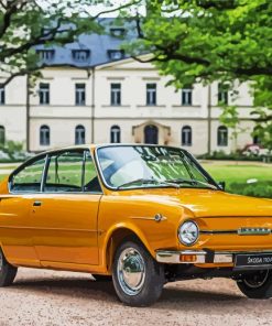 Yellow Classic Skoda Car paint by numbers