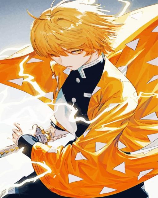 Zenitsu Agatsuma Demon Slayer paint by numbers