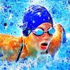 Abstract Swimmer paint by numbers