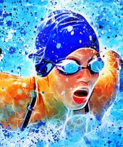 Abstract Swimmer paint by numbers