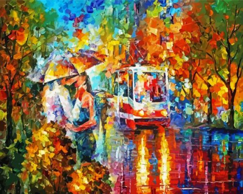 Abstract Couple Under Umbrella paint byb numbers