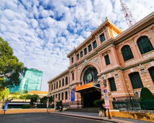 Saigon Central Post Office paint by numbers