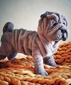 Cute Sharpei Puppy paint by numbers