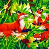Happy Foxes Family paint by numbers