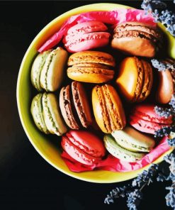 Colorful Macaroons In Bowl paint by numbers