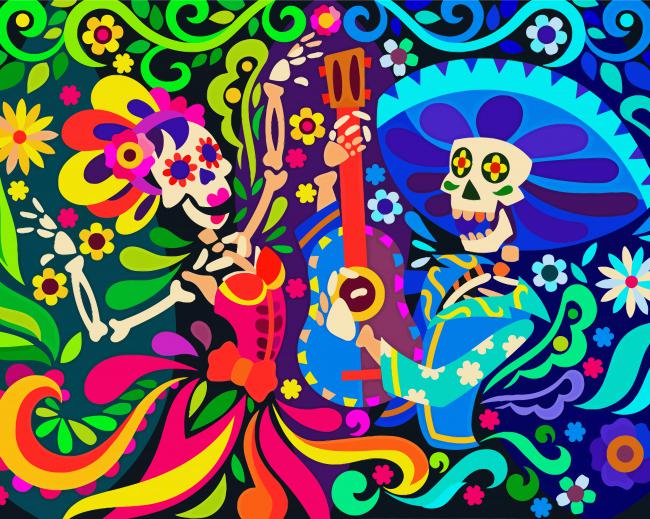 Aesthetic Mexican Skull paint by numbers
