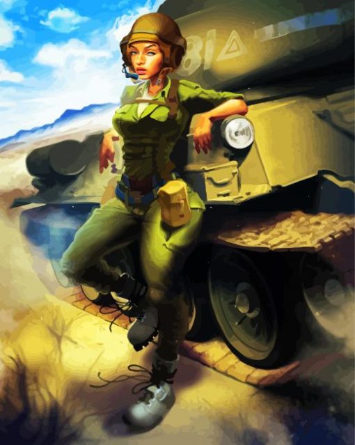 Military Pin Up Girl paint by numbers