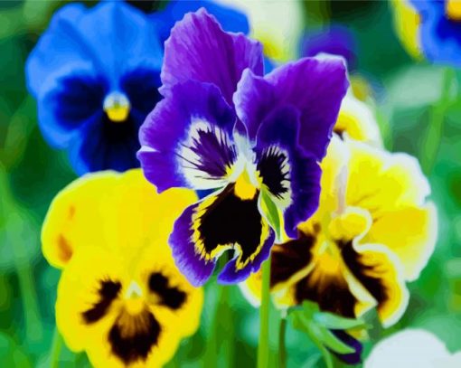 Nice Pansies Flowers paint by numbers