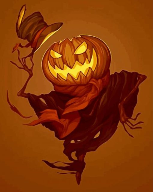 Pumpkin Head Scarecrow paint by numbers