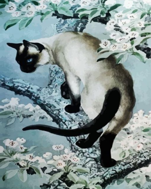 Siamese On Tree Art paint by numbers