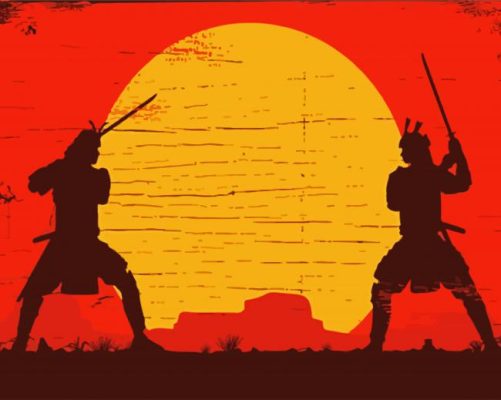 Samurais Silhouettes paint by numbers