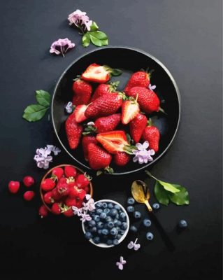 Strawberries And Blueberries paint by numbers