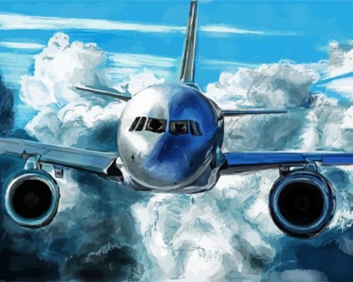 White Airplane Art paint by numbers