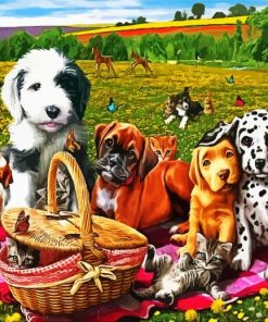 Adorable Animals Picnic paint by numbers