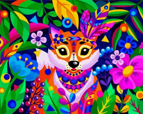 Colorful Fox Animal paint by numbers