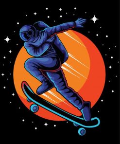 Astronaut Skateboarding paint by numbers