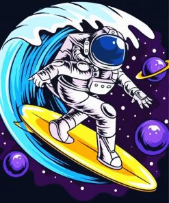 Astronaut Surfing paint by numbers